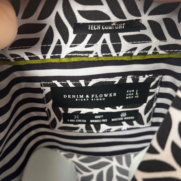 Geometric Black and White Men's Shirt - Picture 3 of 4